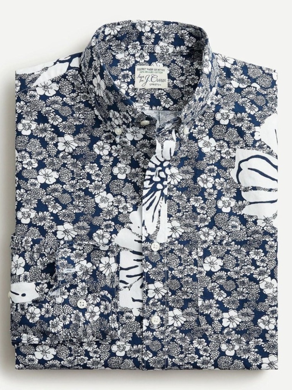 J. Crew Slim Stretch Secret Wash Cotton Poplin Button Down Shirt Hydrangea Print
